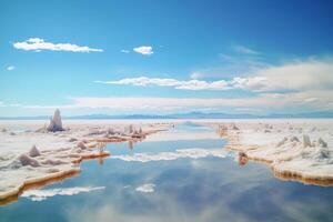 Salar de Uyuni, reflection water, sky. photo