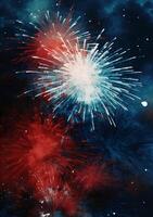 Blue, red, white, firework, Independence Day Abstract Poster background, copyspace. photo