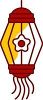 Circular Paper Lantern Icon In Red And Yellow Color Flat Style. vector