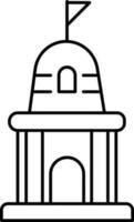 Illustration Of Hindu Temple Black Stroke Icon. vector