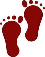 Red Footprint Icon In Flat Style. vector