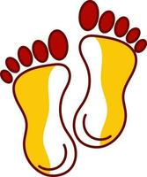 Isolated Footprint Flat Icon In Red And Yellow Color. vector