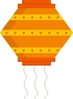 Yellow And Orange Lantern Icon In Flat Style. vector