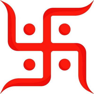 Illustration Of Red Swastika Symbol Or Icon In Flat Style.