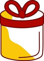 Red And Yellow Gift Box Icon In Flat Style. vector