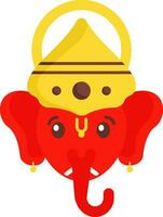 señor ganesha cara icono en rojo y amarillo color. vector