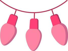 Illustration Of Pink Color String Lights Icon In Flat Style. vector