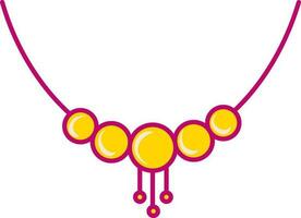 Isolated Necklace Icon In Pink And Yellow Color. vector