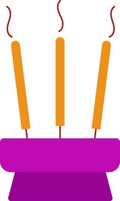 Illustration Of Burning Incense Stick Stand Icon.