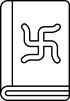 Swastika Symbol Book Icon In Line Art. vector