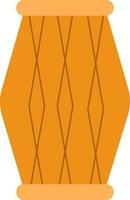 aislado musical tambor o dholak icono en plano amarillo color. vector