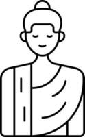 Isolated Buddha Icon In Line Art. vector