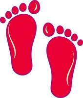 Isolated Footprint Flat Icon In Red Color. vector