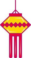 Illustration Of Paper Lantern Icon In Pink And Yellow Color Flat Style. vector