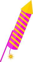 Pink And Yellow Strip Firecracker Rocket Flat Icon. vector