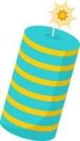 Isolated Burning Strip Firecracker Bomb Yellow And Turquoise Icon. vector