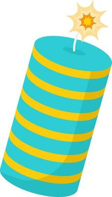 Isolated Burning Strip Firecracker Bomb Yellow And Turquoise Icon.