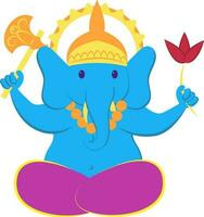 Isolated Lord Ganesha Character Icon Flat Style. vector