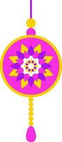 Pink And Yellow Floral Toran Flat Icon. vector