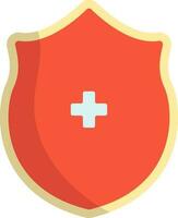 Isolated Medical Shield Flat Icon In Yellow And Red Color. vector