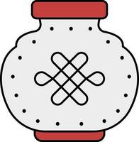 Isolated Chinese Jar Grey And Red Icon. vector