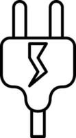 Power Plug Icon In Black Line Art. vector