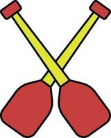 Cross Oars Flat Icon Red And Yellow Color. vector