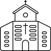 Black Outline Church Building Icon. vector