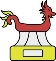 Dragon Boat Trophy Flat Icon In Red And Yellow Color. vector