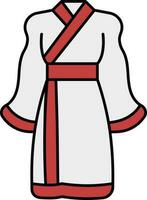 Yukata Or Kimono Dress Flat Icon In Red And White Color. vector