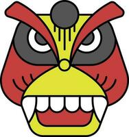 rojo y amarillo barong máscara icono en plano estilo. vector