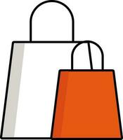 Two Shopping Bag Icon In Orange And White Color. vector