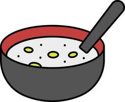 plano ilustración de sopa cuenco con cuchara vistoso icono. vector