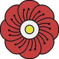 Red Meihua Flower Icon In Flat Style. vector