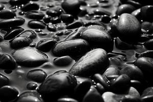 Black and White Cristal stones like ocean in water. photo