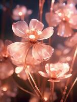 Close up photo of transparent flowers transparent light.