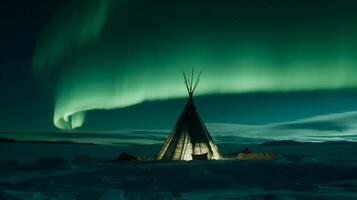 foto de Aurora en el norte polo,. ai generativo