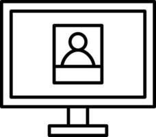 Linear Style User Video Chat In Monitor Icon. vector