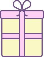 Gift Box Icon In Purple And Yellow Color. vector