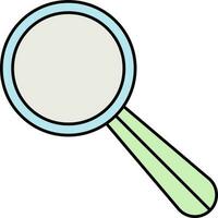 Green And Blue Illustration Of Magnifying Glass Flat Icon. vector