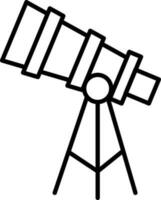 Telescope With Stand Icon In Black Outline. vector