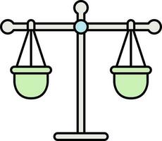 Flat Style Balance Scale Icon In Green And Gray Color. vector