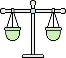 Flat Style Balance Scale Icon In Green And Gray Color. vector