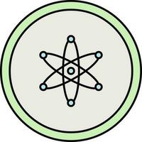 Atomic Structure Circle Icon In Green And Gray Color. vector