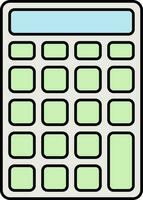 Blue And Green Calculator Icon In Flat Style. vector