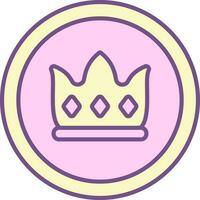 Crown Button Icon In Purple And Yellow Color. vector