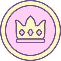 Crown Button Icon In Purple And Yellow Color. vector