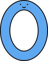 Funny Zero Number Icon In Blue Color. vector