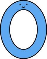 Funny Zero Number Icon In Blue Color. vector