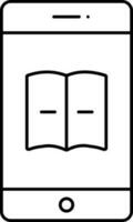 Open Book In Smartphone Screen Linear Icon. vector